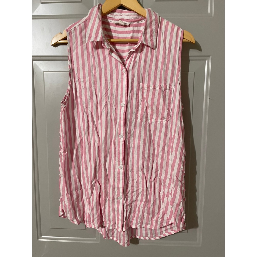 Beachlunchlounge Sleeveless Shirt Womens Large‎ Pink Excellent Striped LTT5474